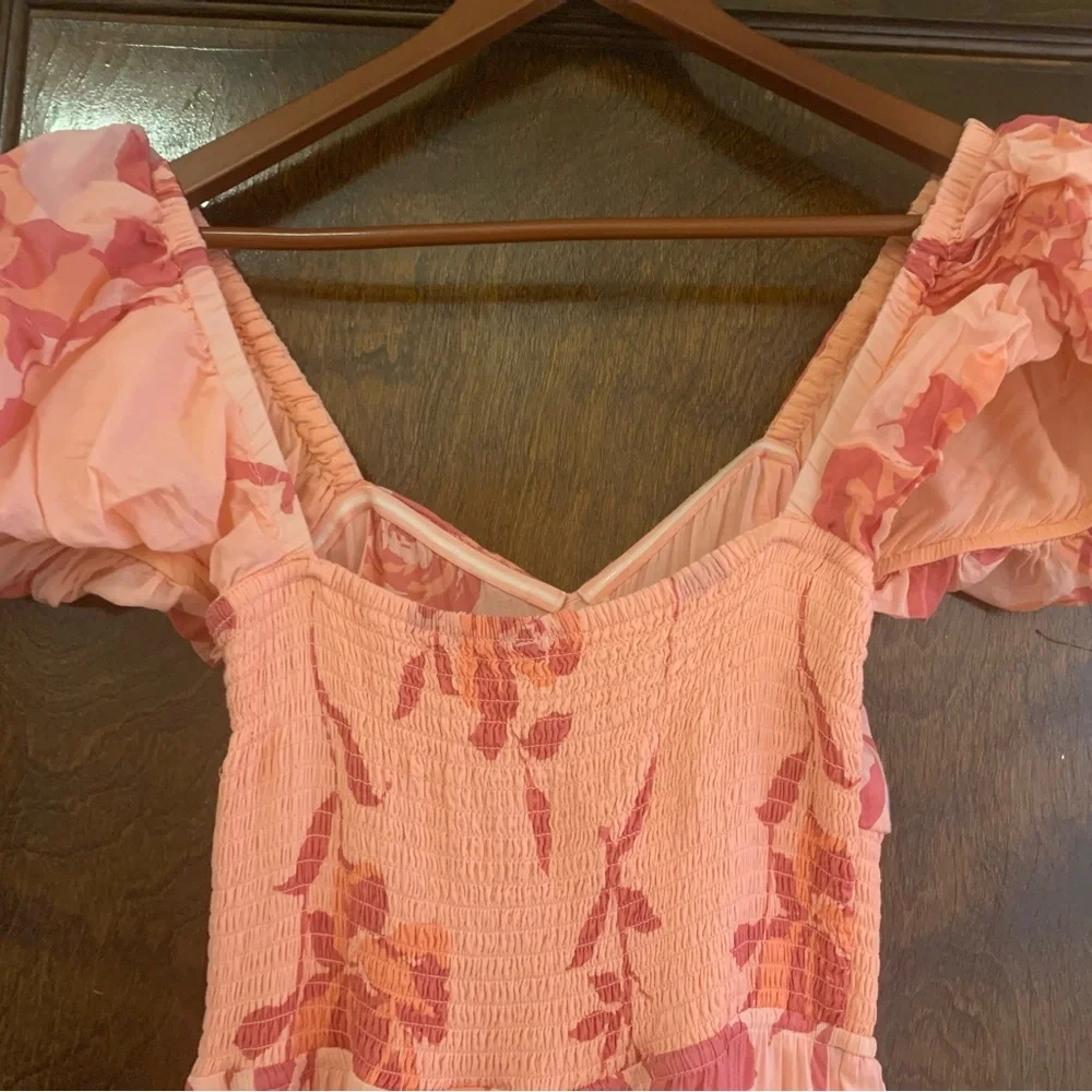 Free People Women's Short Sleeve Sundrenched Pink Maxi Dress sz. Medium - Picture 5 of 10